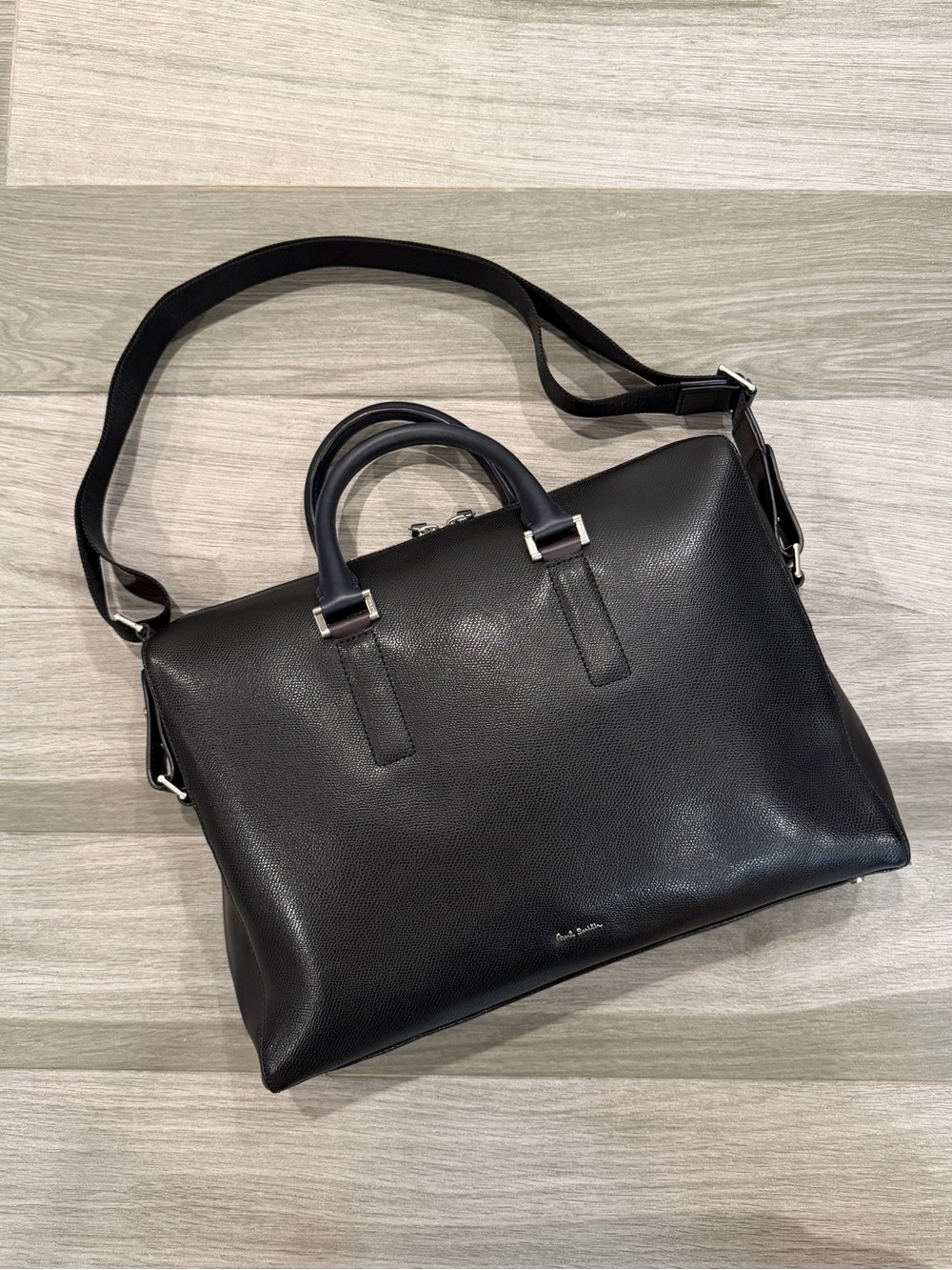 Paul Smith Black Pebbled Leather Slim Folio Briefcase Laptop Bag